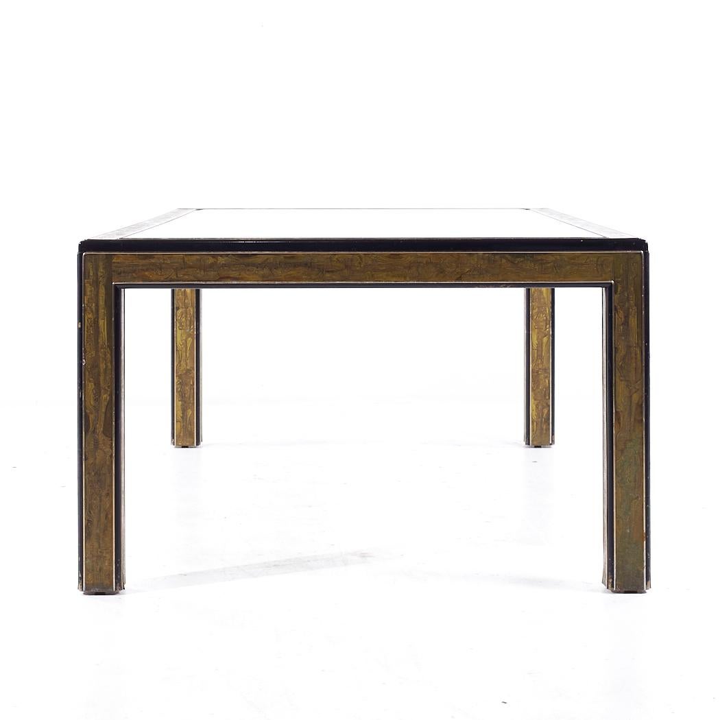 Late 20th Century Bernhard Rohne for Mastercraft MCM Lacquered Etched Brass Expanding Dining Table For Sale
