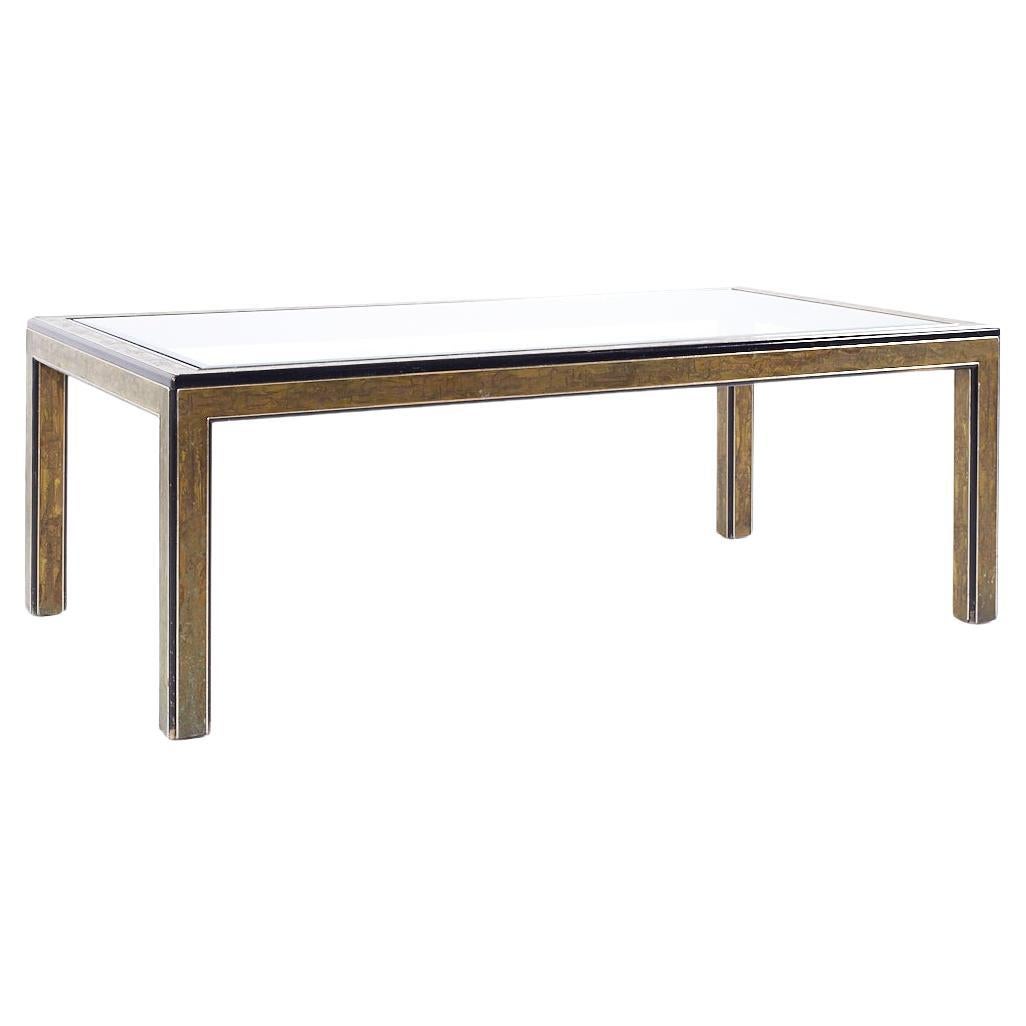 Bernhard Rohne for Mastercraft MCM Lacquered Etched Brass Expanding Dining Table For Sale