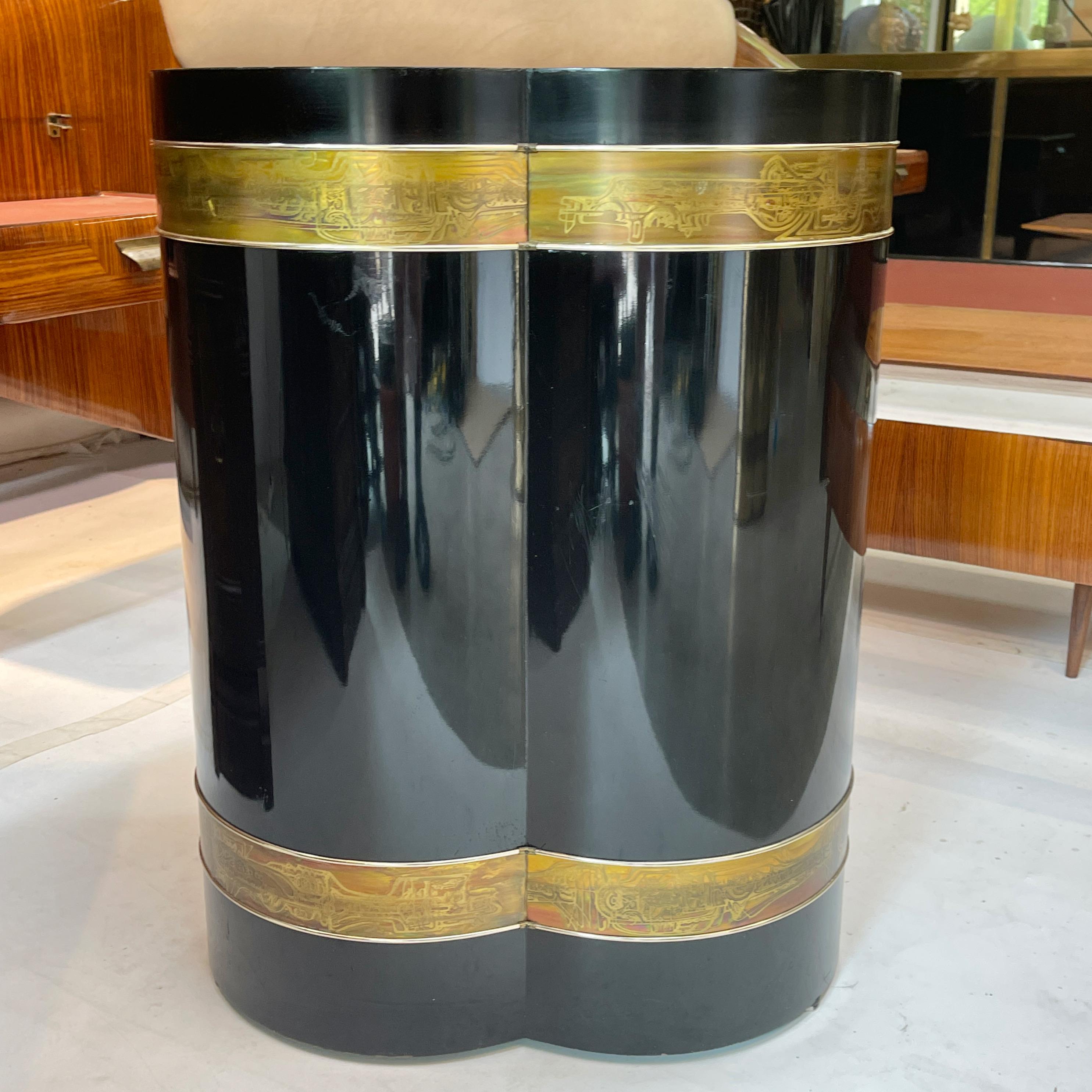 Brass Bernhard Rohne for Mastercraft Trefoil Pedestal Table