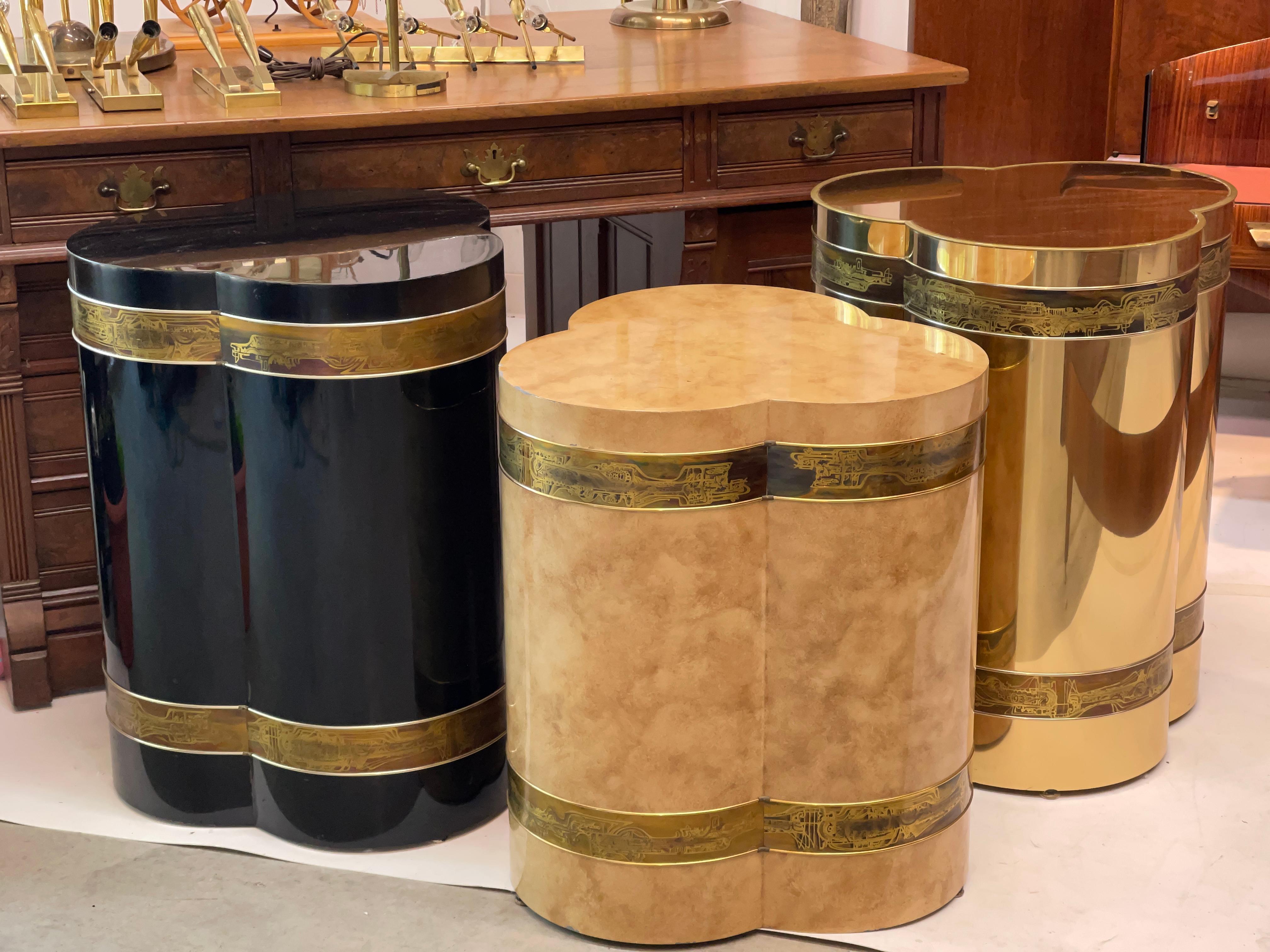 Bernhard Rohne for Mastercraft Trefoil Trifoliate Clover Pedestal Drum Table In Good Condition For Sale In Hanover, MA