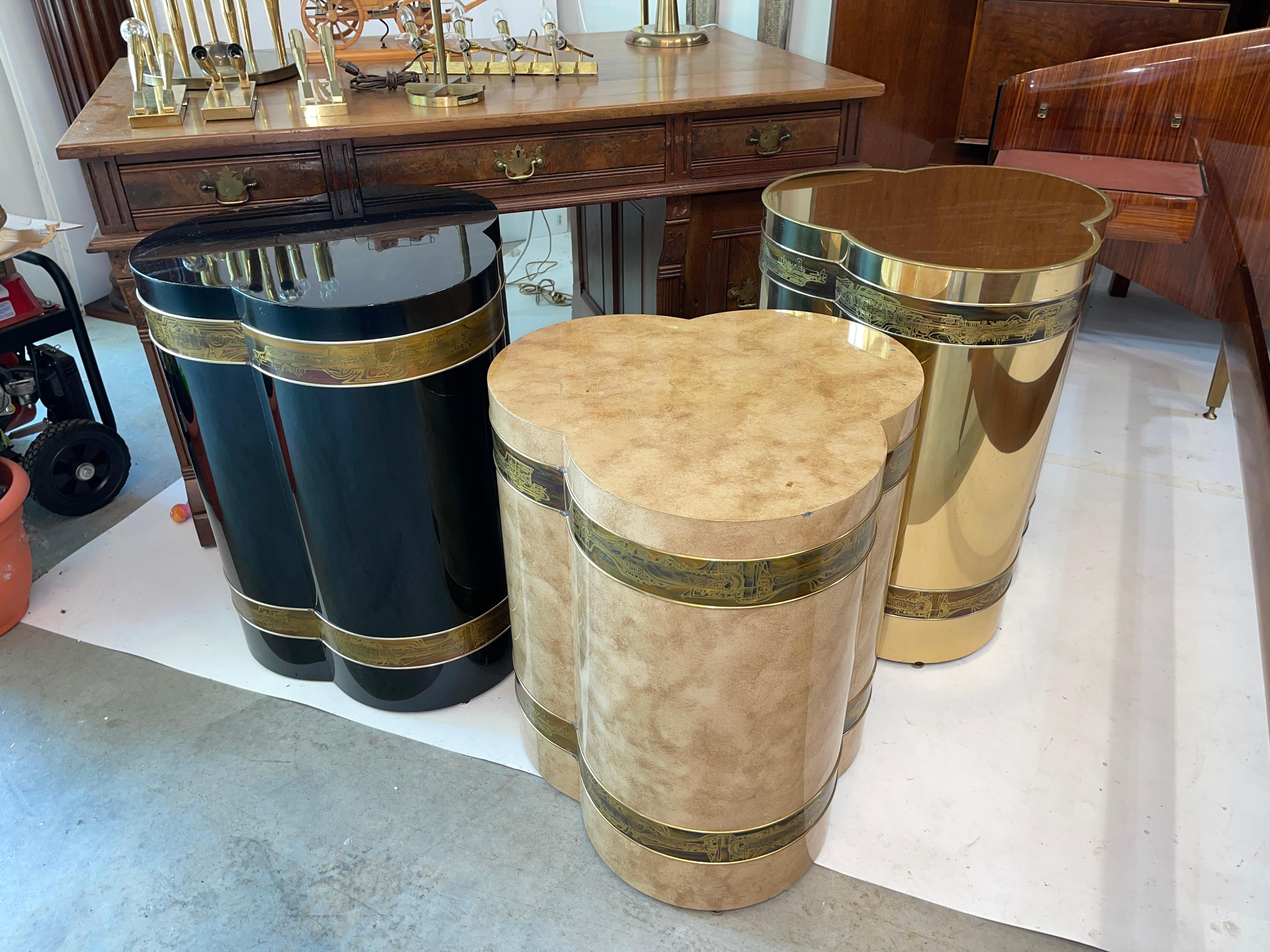 Late 20th Century Bernhard Rohne for Mastercraft Trefoil Trifoliate Clover Pedestal Drum Table