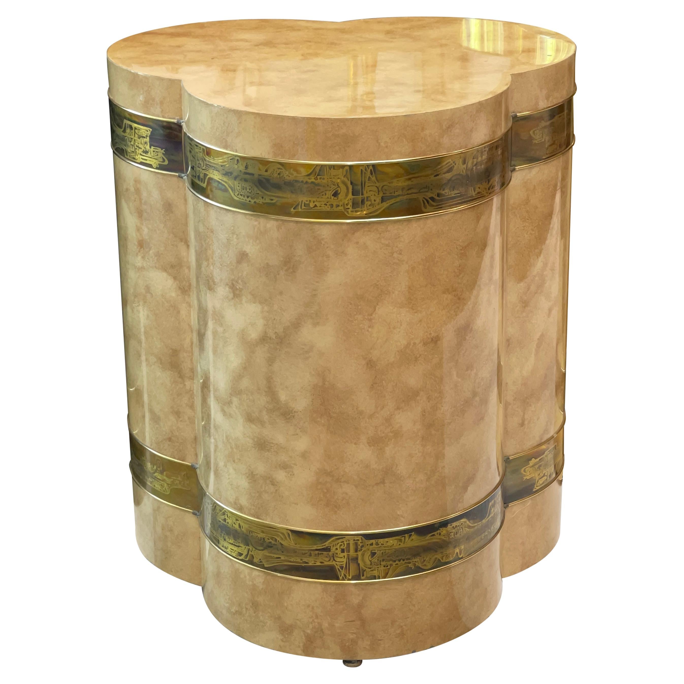 Mesa de tambor con pedestal de trébol trifoliado Bernhard Rohne para Mastercraft