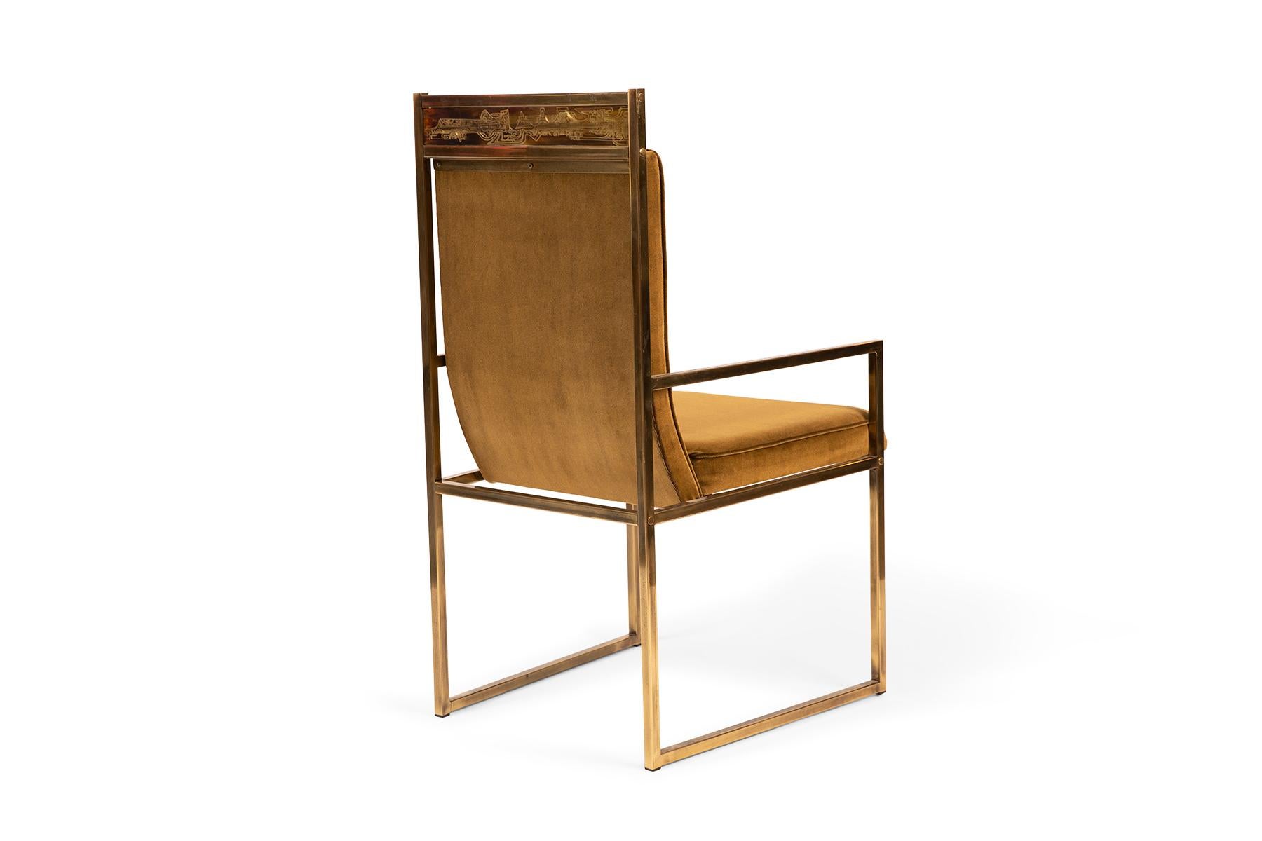 Late 20th Century Bernhard Rohne Mastercraft 1970's Mid Century Brass Dining Chairs