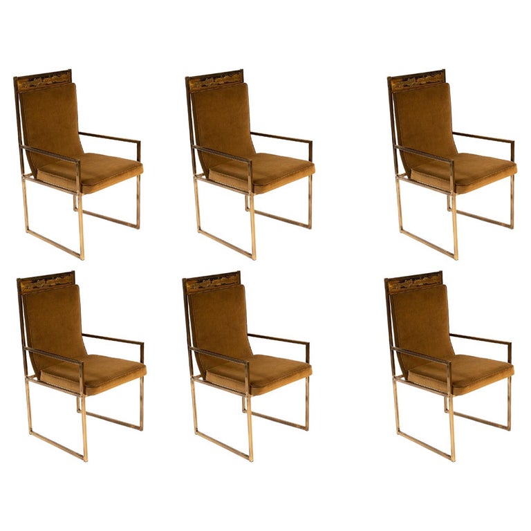 Bernhard Rohne Mastercraft 1970's Mid Century Brass Dining Chairs For ...