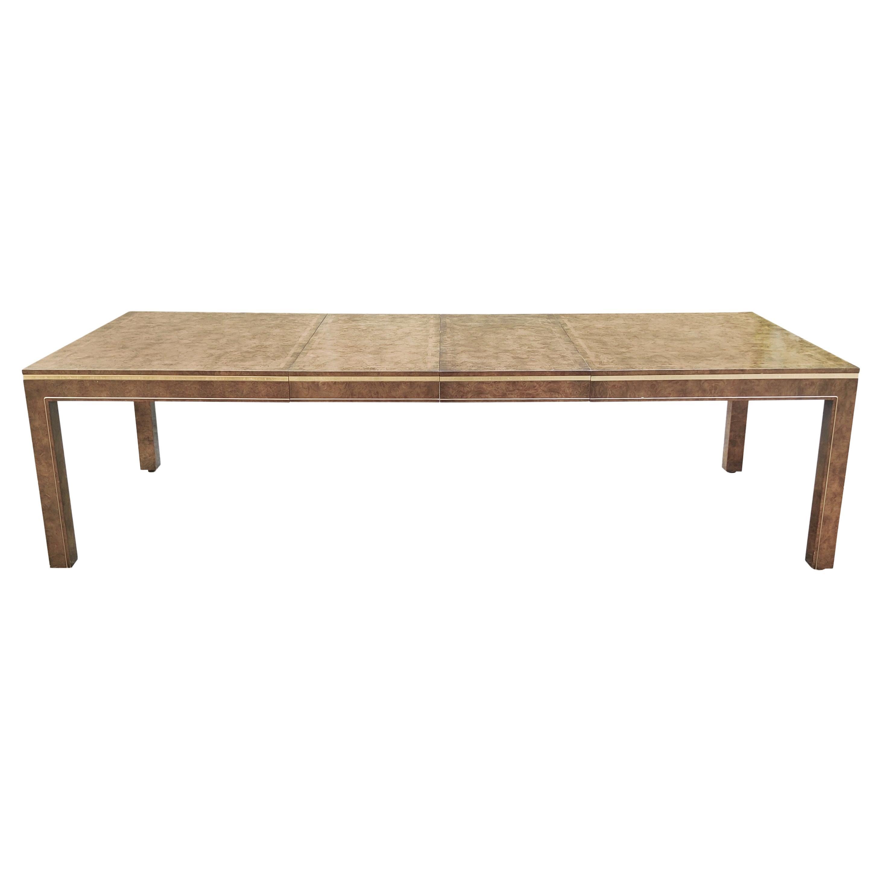 Bernhard Rohne Mastercraft Burl, Brass Inlaid Rosewood Extension Dining Table