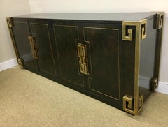 Bernhard Rohne Mastercraft Burled Carpathian Elm and Brass Buffet Server Bar