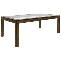 Bernhard Rohne Mastercraft Etched Brass Dining Table with Beveled Glass