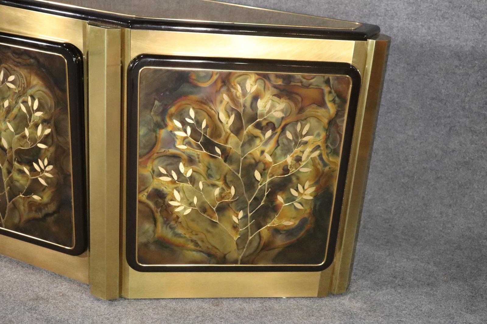 Bernhard Rohne Mastercraft Tree of Life Brass Etched Sideboard Buffet In Good Condition In Swedesboro, NJ