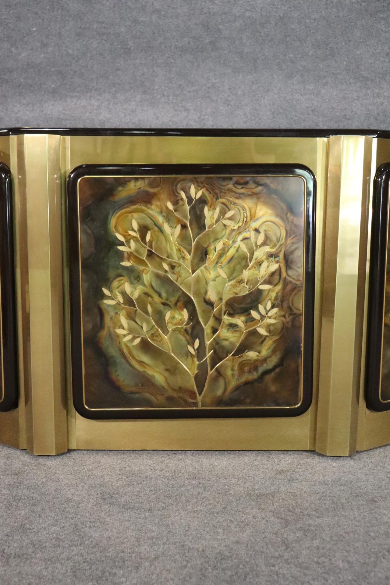 Late 20th Century Bernhard Rohne Mastercraft Tree of Life Brass Etched Sideboard Buffet