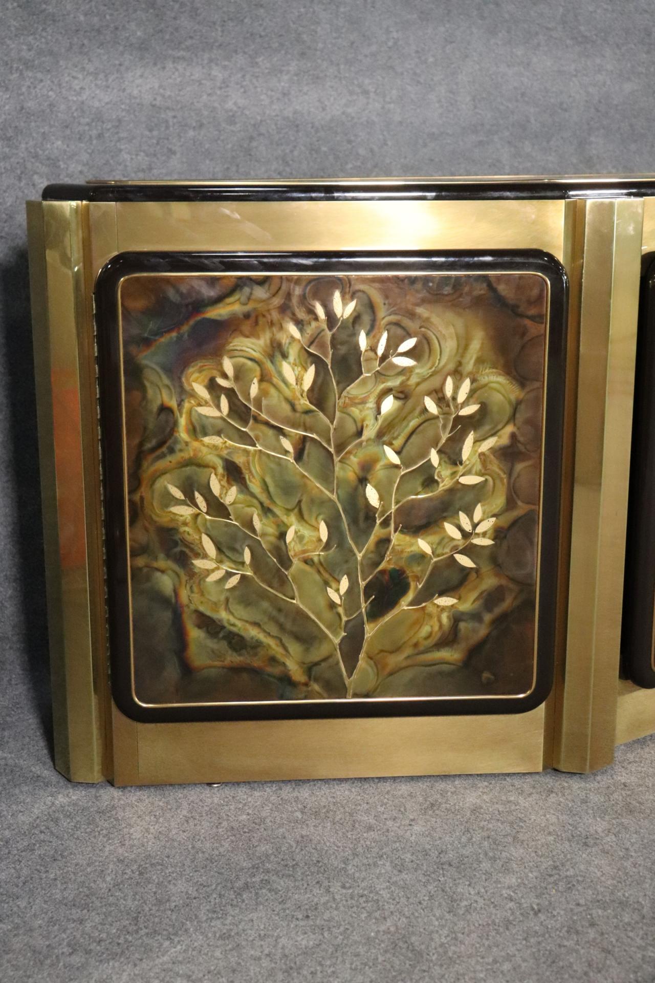 Bernhard Rohne Mastercraft Tree of Life Brass Etched Sideboard Buffet 1