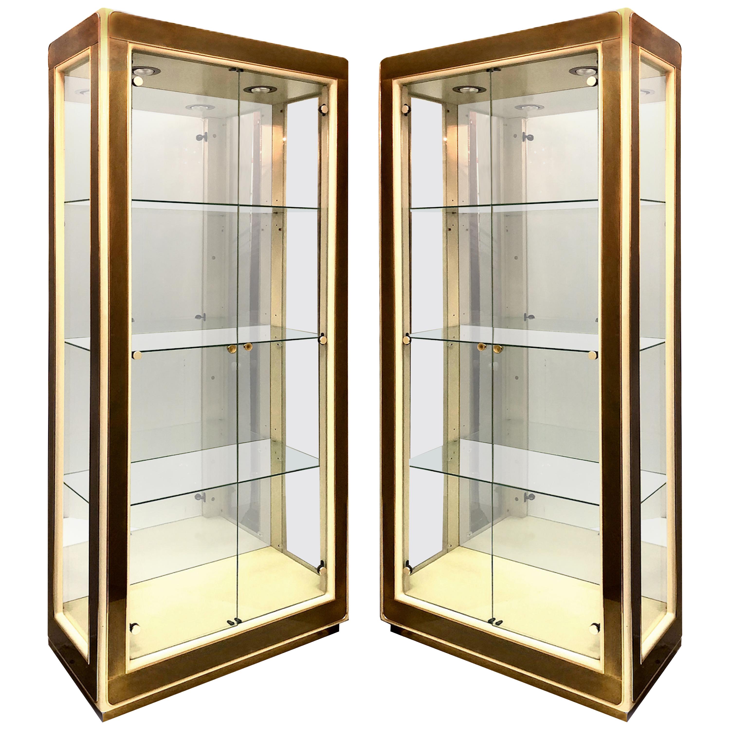 Pair of Bernard Rohne For Mastercraft Display Cabinet Vitrine at 1stDibs