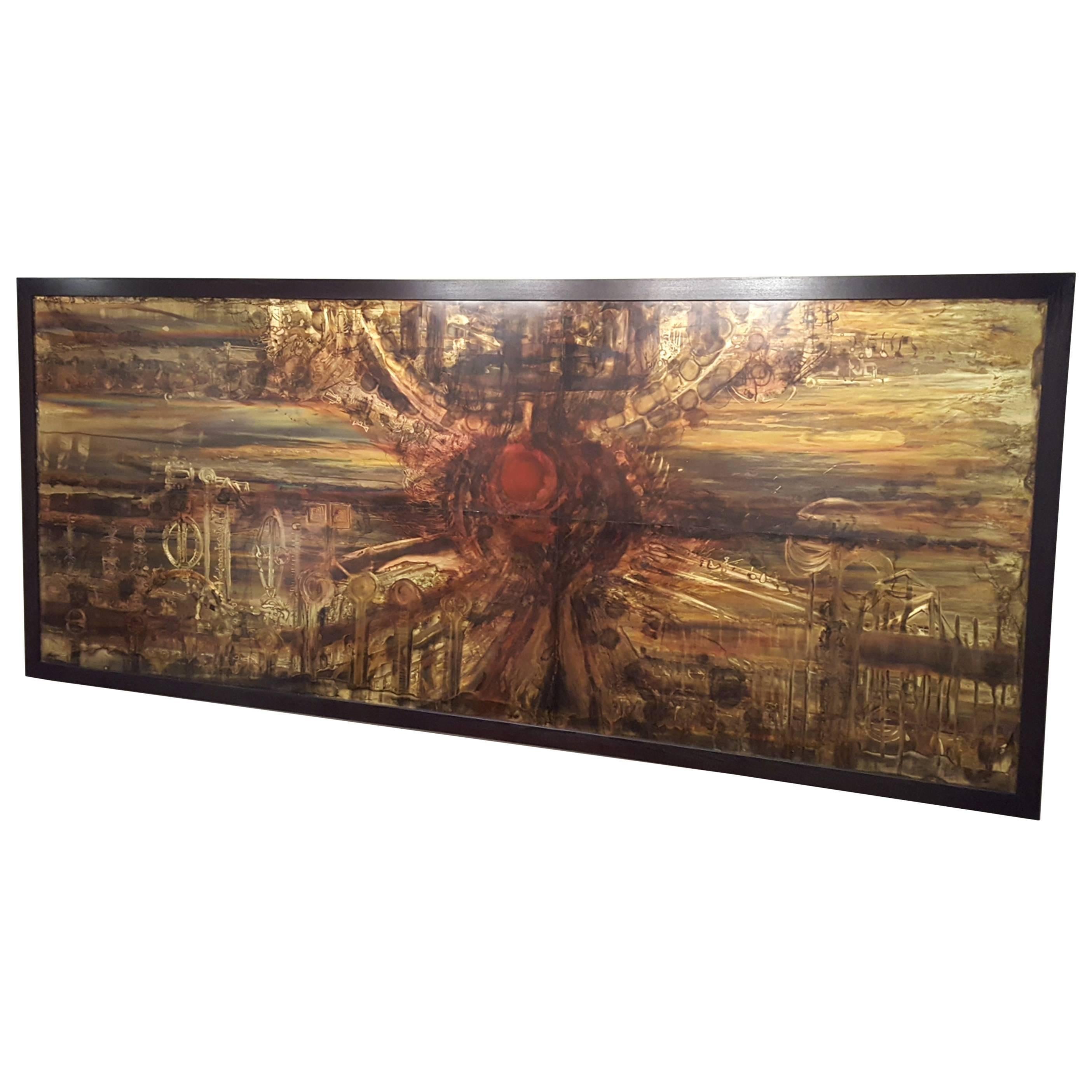 Esta obra fue encargada en 1977 por la Baker Furniture Company y figuró en la entrada de una de sus salas de exposición insignia, cuando presentaron por primera vez su línea Mastercraft embellecida por Rohne. La pieza se compone de cuatro paneles de