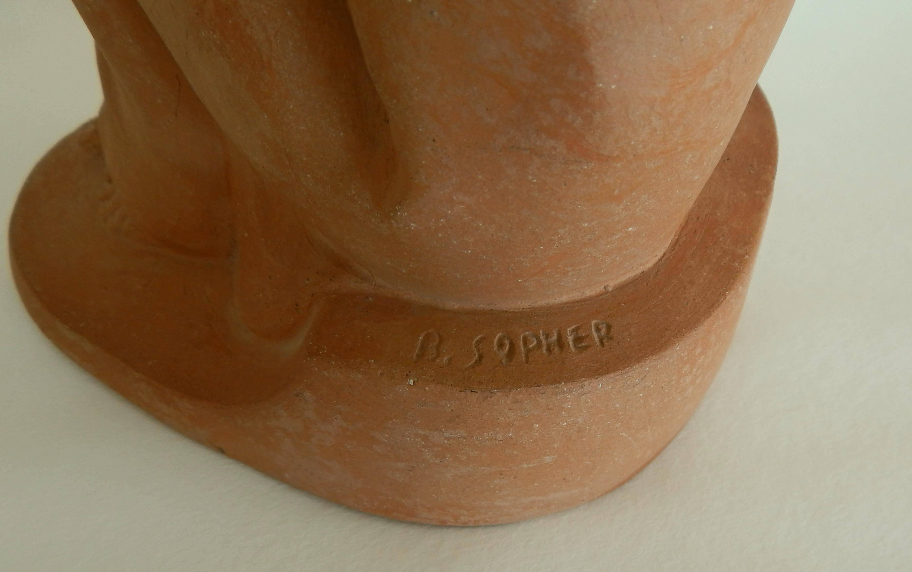 Bernhard Sopher Artista californiano Escultura de terracota, Madre e hijo en venta 3