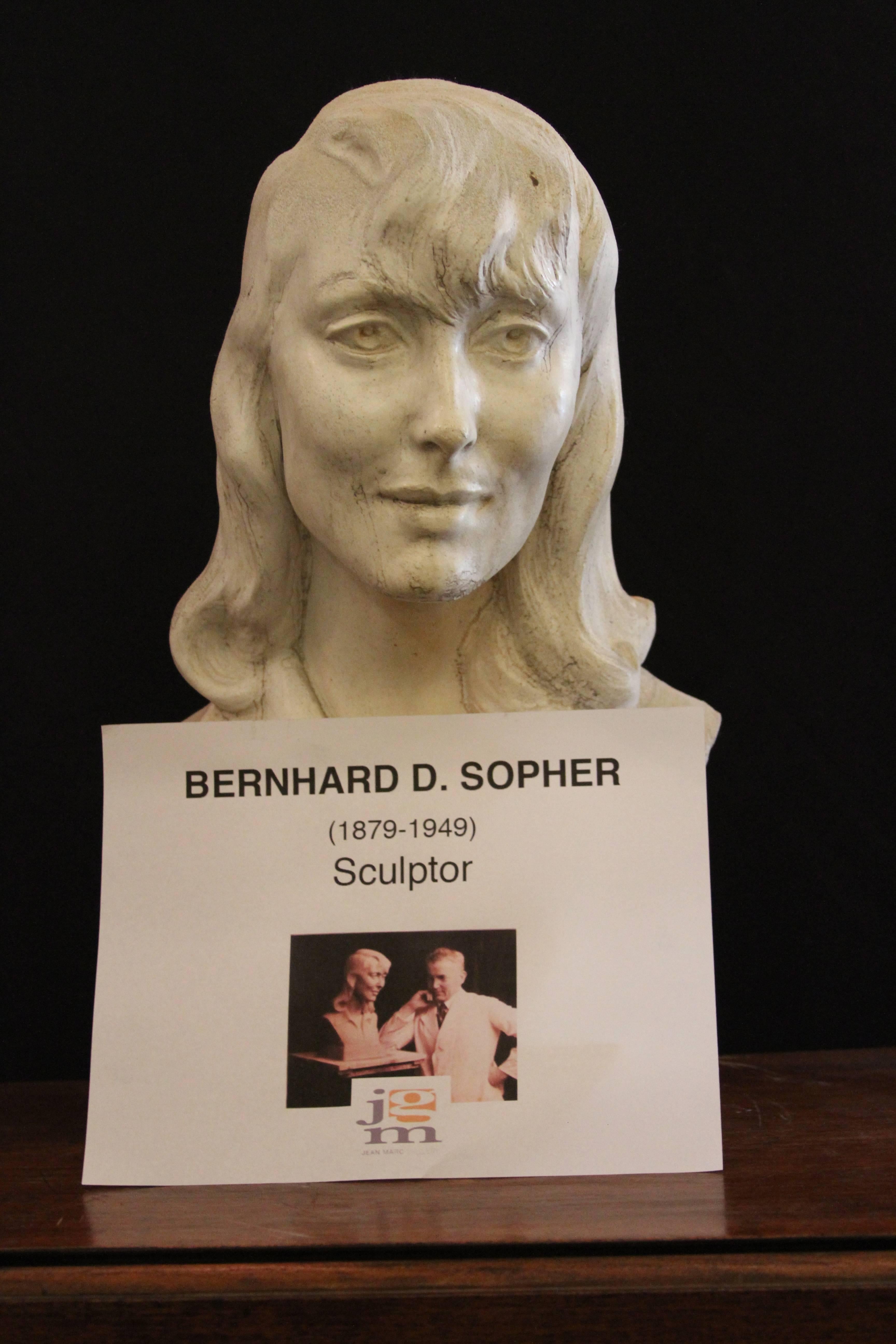 Bust of Luise Rainer; Bernhard Sopher (American-German 1879 - 1949); earthenware For Sale 2