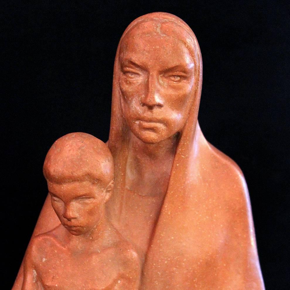 The Beggers; Bernhard D. Sopher (American-German 1879 - 1949); terracotta - Sculpture by Bernhard Sopher