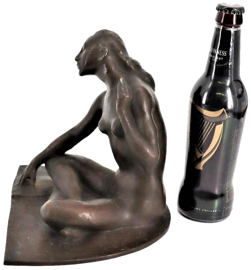 American Bernhard Sopher, Seated Nude, Art Deco Patinated Bronze Sculpture, Ca. 1930s   For Sale