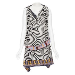 BERNHARD WILLHELM 2009 runway ethnic print embroidery band draped dress M