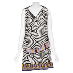 BERNHARD WILLHELM 2009 runway ethnic print embroidery band draped dress M