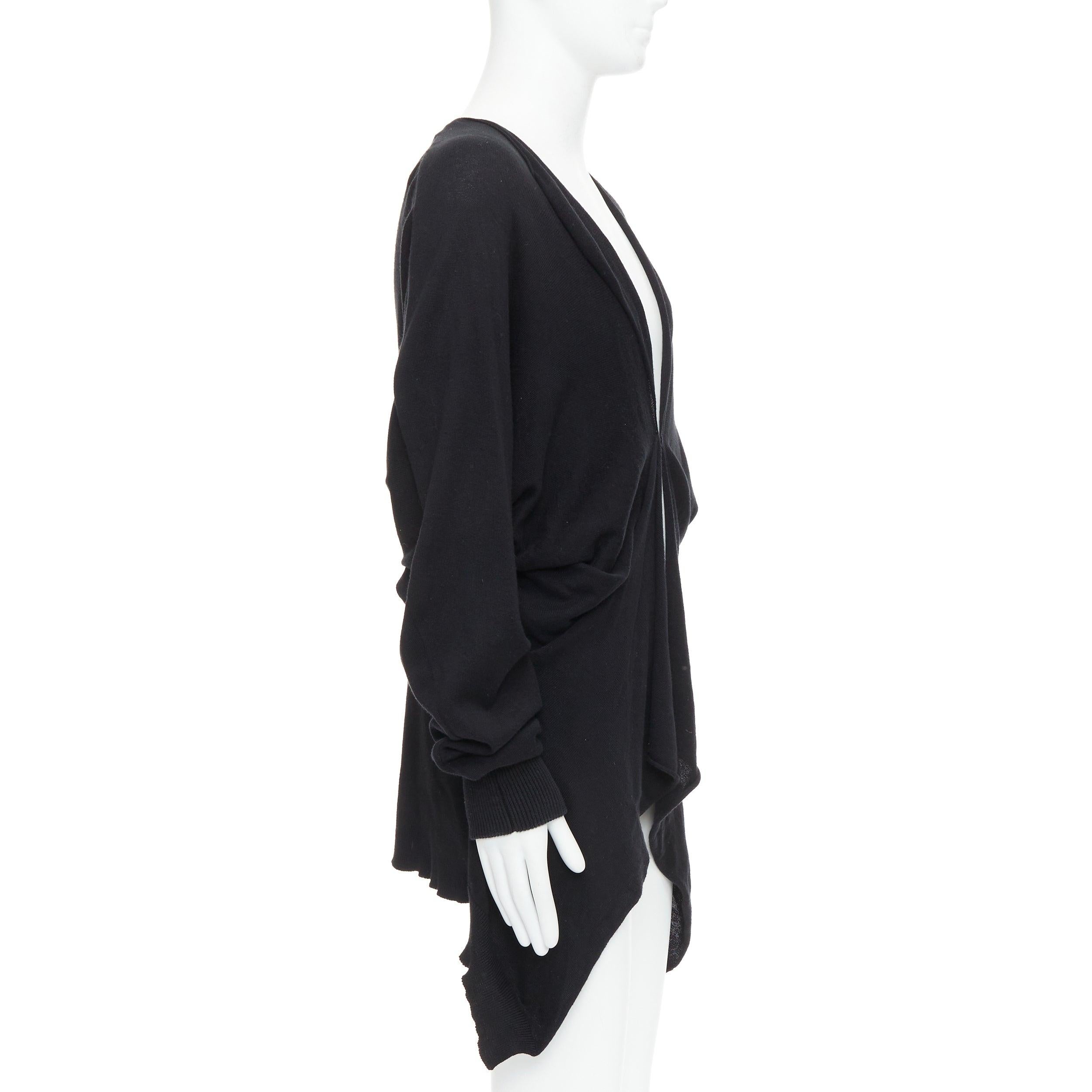 BERNHARD WILLHELM black cotton blend draped hi low cardigan M In Good Condition For Sale In Hong Kong, NT