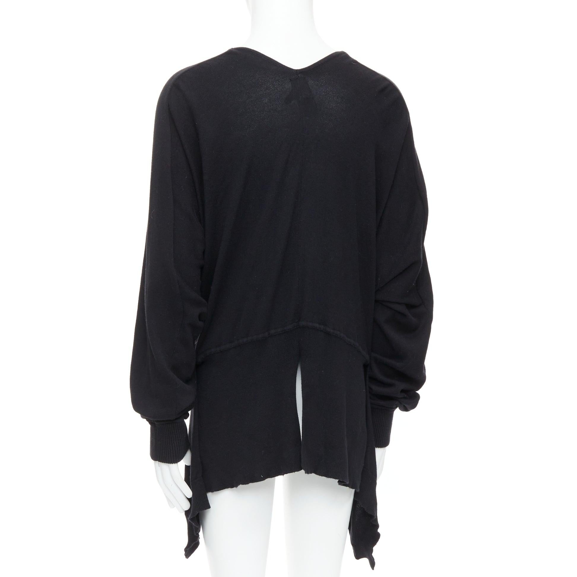 Men's BERNHARD WILLHELM black cotton blend draped hi low cardigan M For Sale
