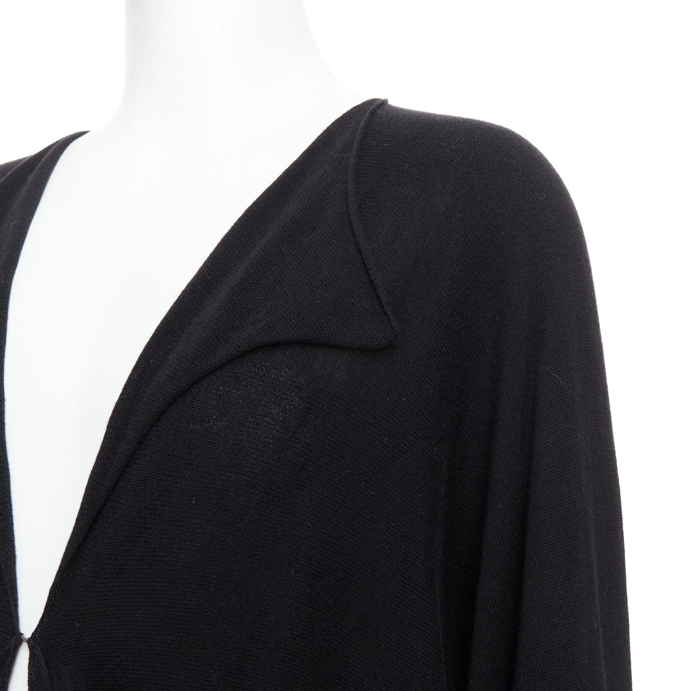 BERNHARD WILLHELM black cotton blend draped hi low cardigan M For Sale 2