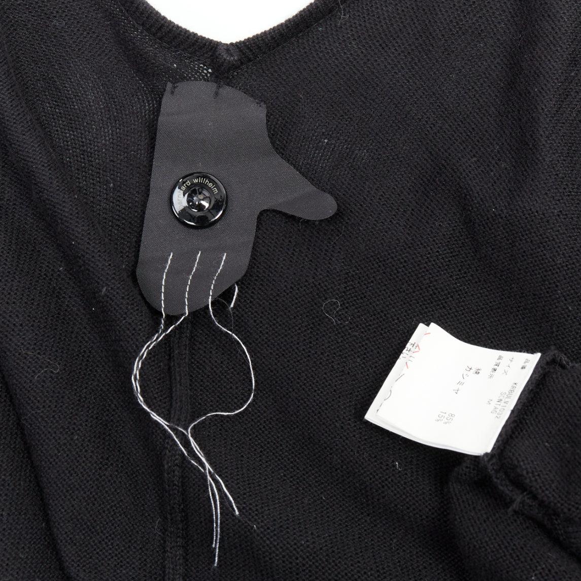 BERNHARD WILLHELM black cotton blend draped hi low cardigan M For Sale 3