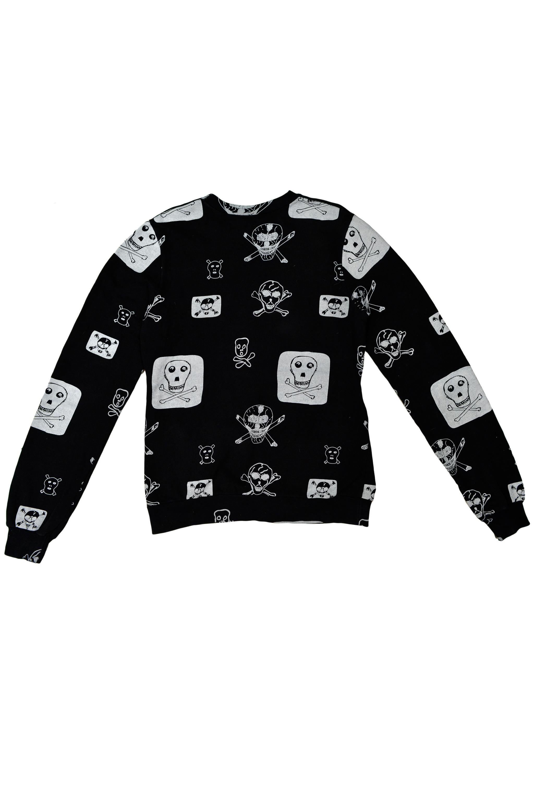 Bernhard Willhelm Black Skull & Crossbones Sweatshirt 2003 In Excellent Condition For Sale In Los Angeles, CA