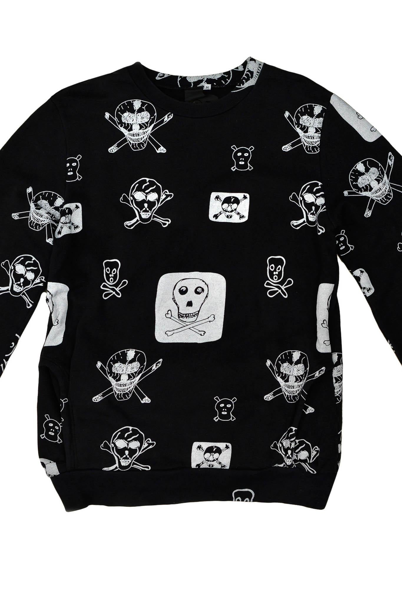 Men's Bernhard Willhelm Black Skull & Crossbones Sweatshirt 2003 For Sale