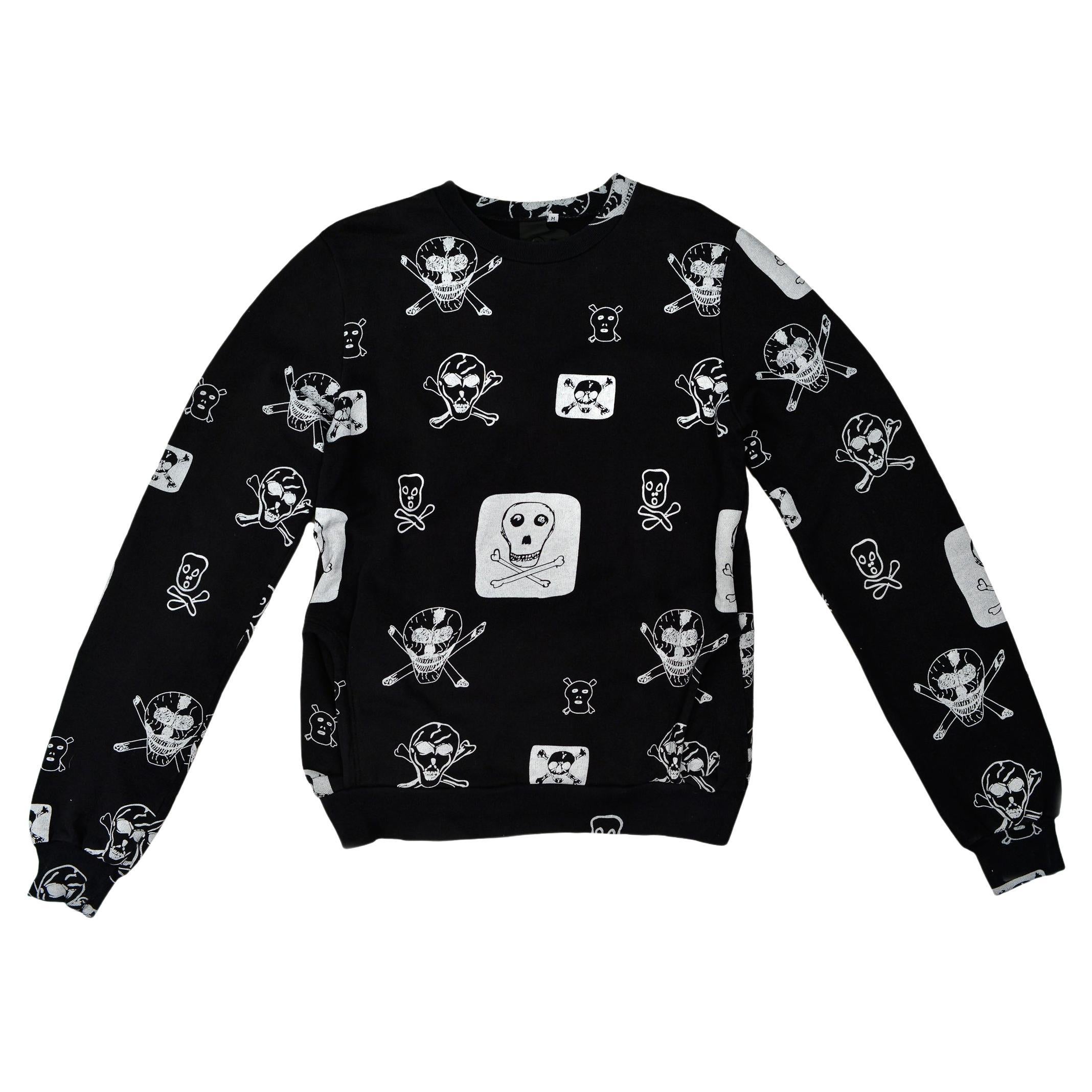 Bernhard Willhelm Black Skull & Crossbones Sweatshirt 2003 For Sale