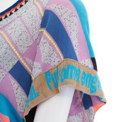 BERNHARD WILLHELM purple geometric aztec slogan knitted sweater dress XS