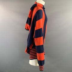 Sudadera con capucha de algodón de BERNHARD WILLHELM, talla M, roja con rayas azul marino