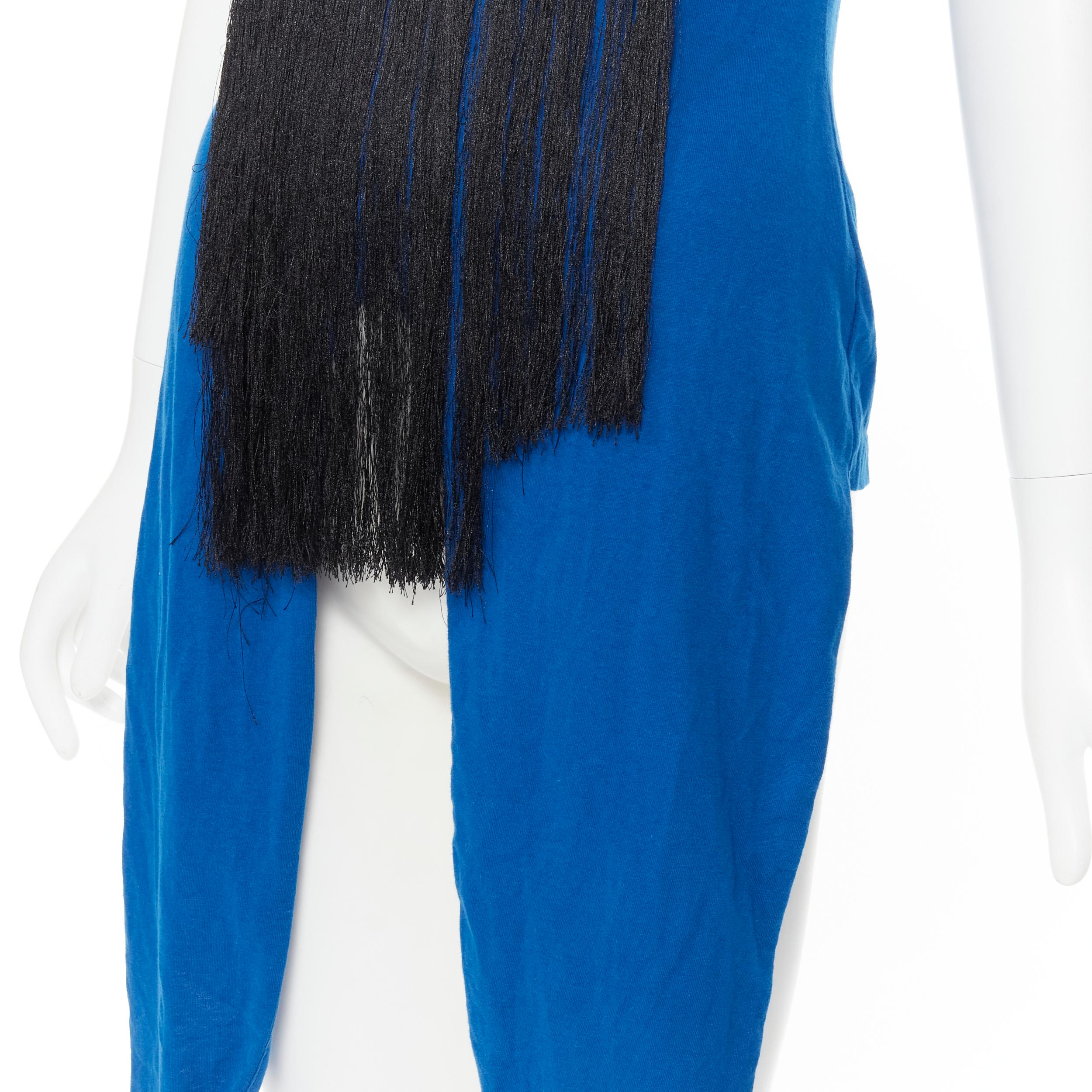 BERNHARD WILLHELM Superman embroidery black fringe blue cotton t-shirt M 2