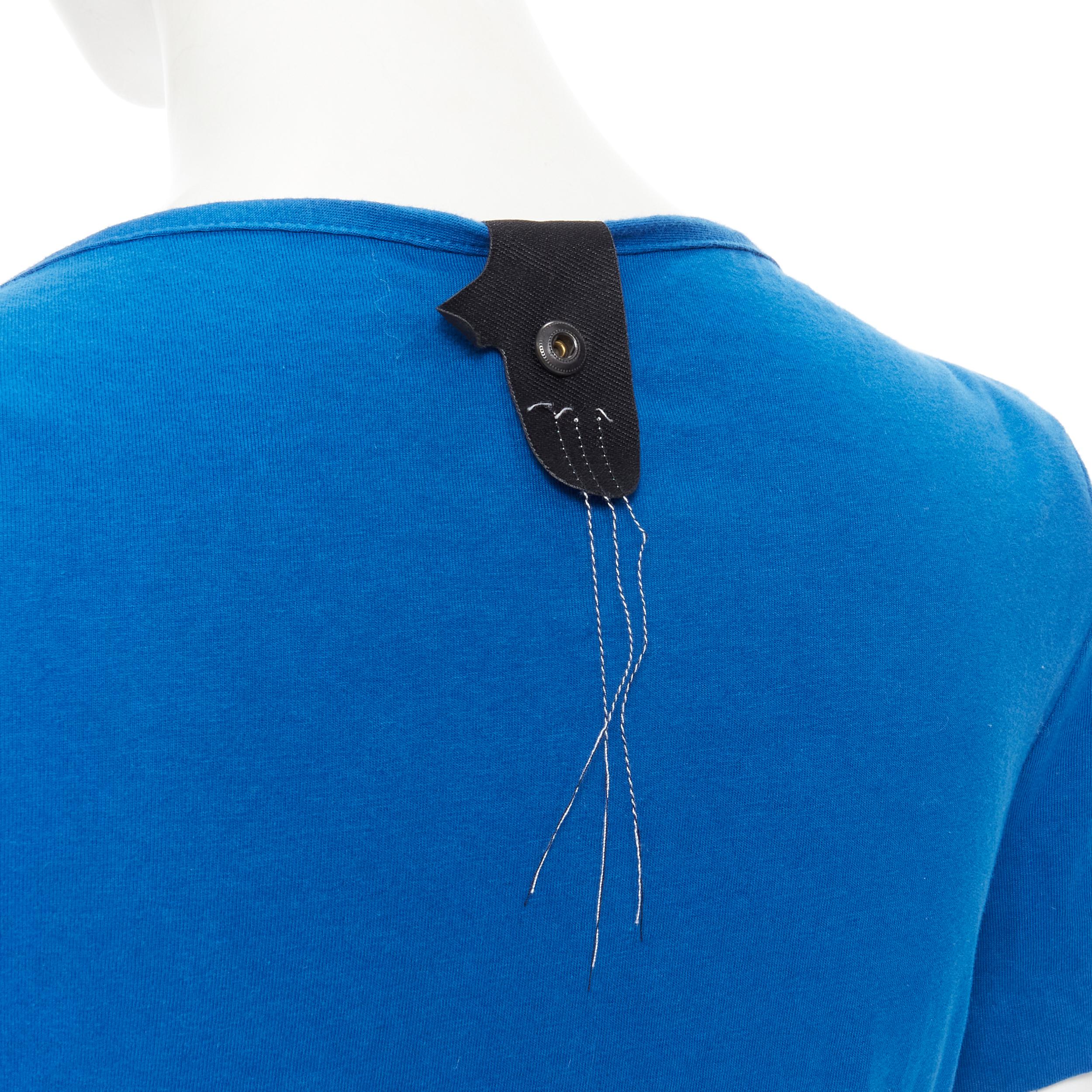 BERNHARD WILLHELM Superman embroidery black fringe blue cotton t-shirt M 3