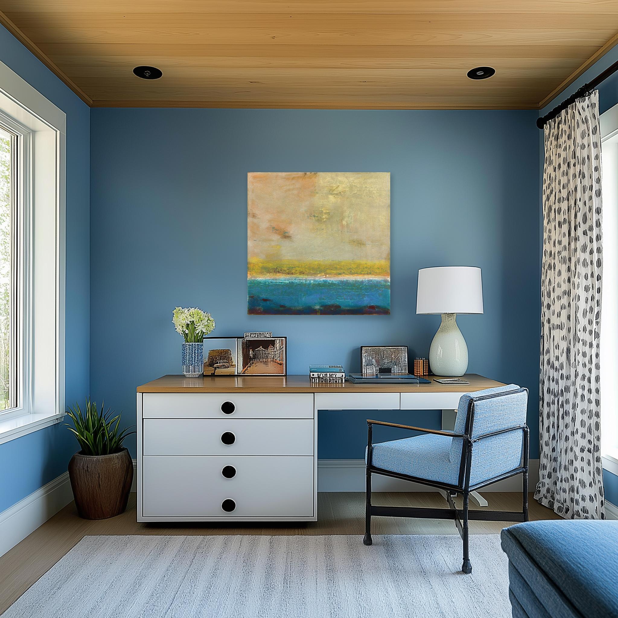 AWH 337 - Abstract Minimalist Textured Layered Colorfield Oil Painting on Canvas For Sale 3