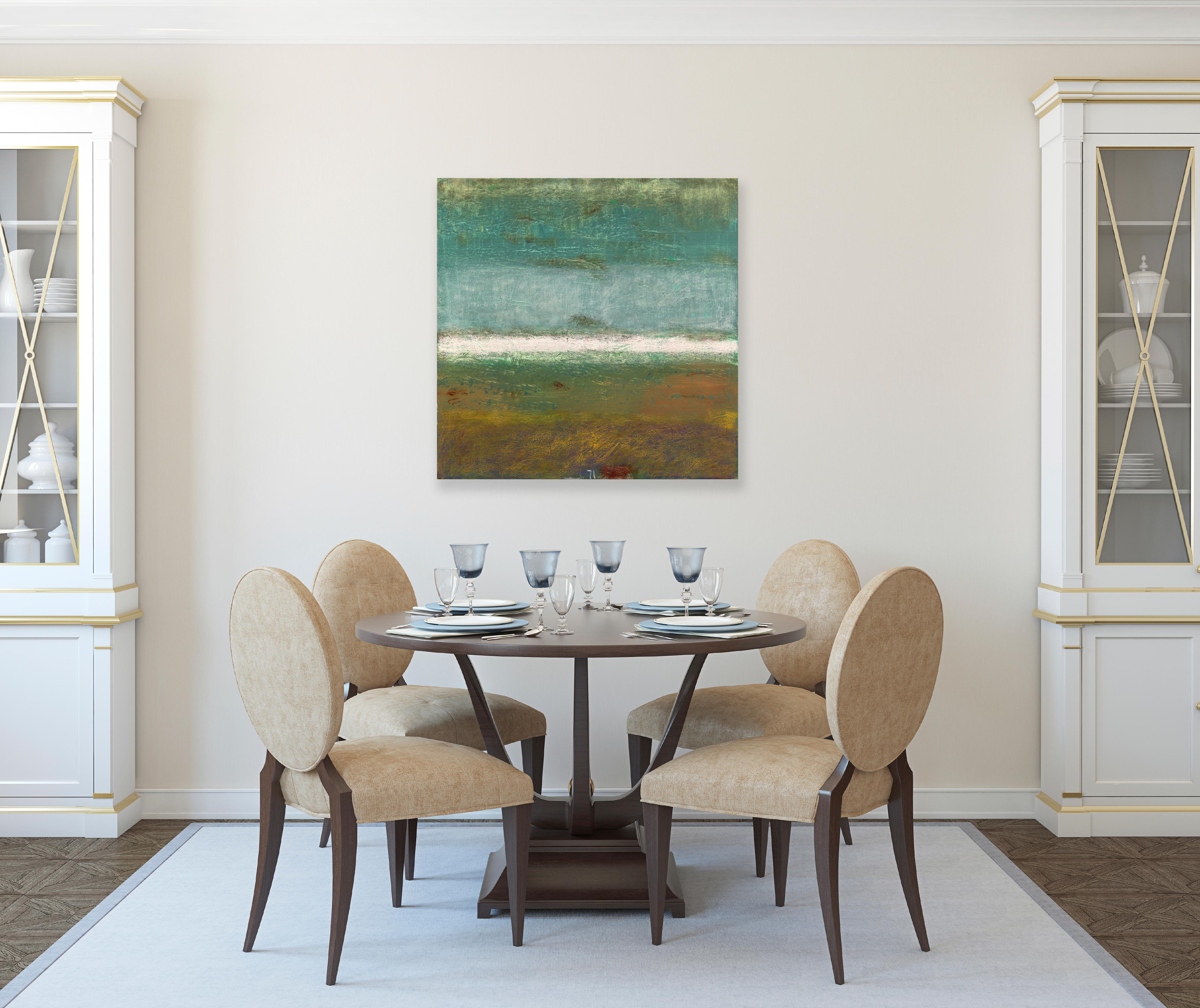 AWH 339 - Abstract Minimalist Textured Layered Colorfield Oil Painting on Canvas For Sale 4