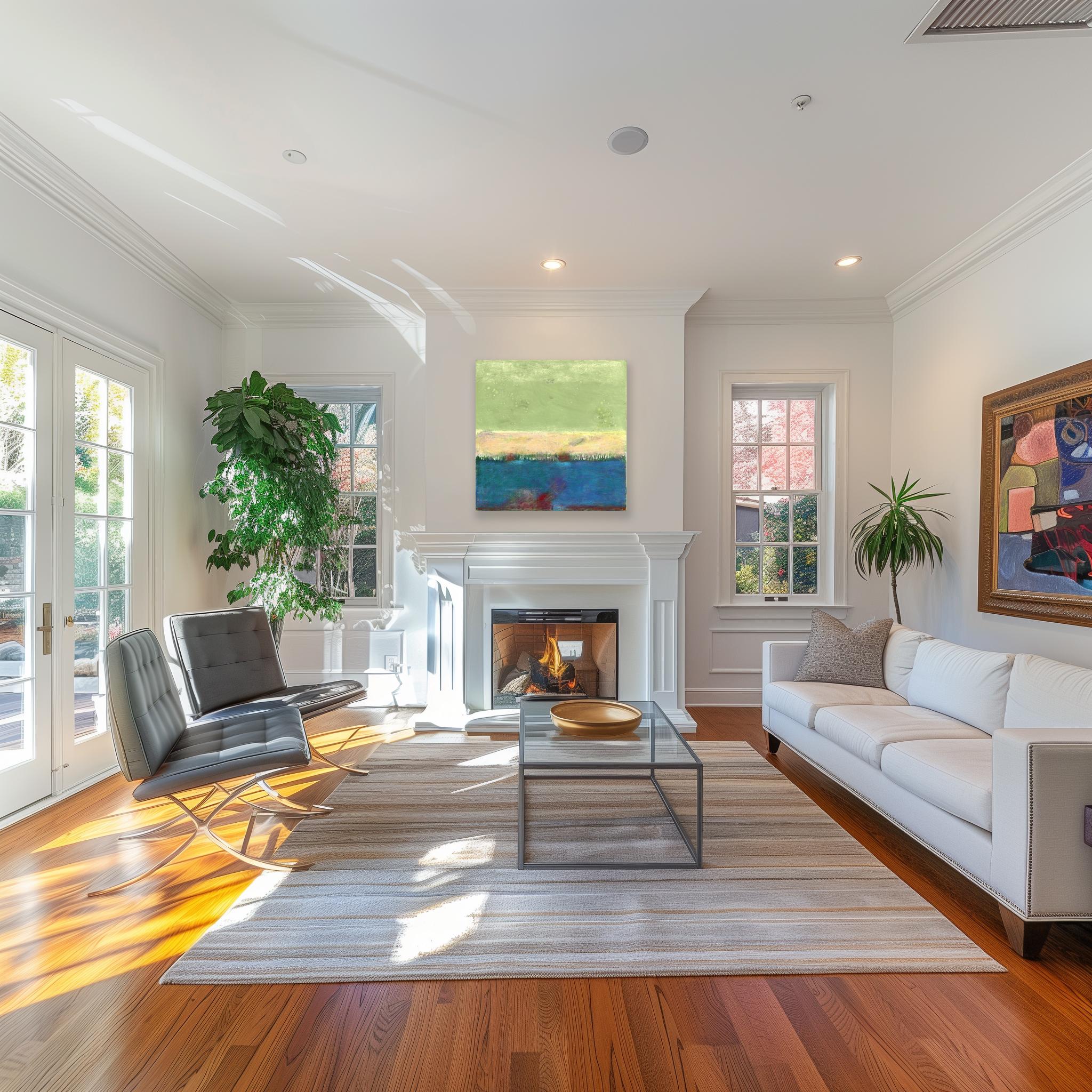 AWH 340 - Abstract Minimalist Textured Layered Colorfield Oil Painting on Canvas For Sale 4