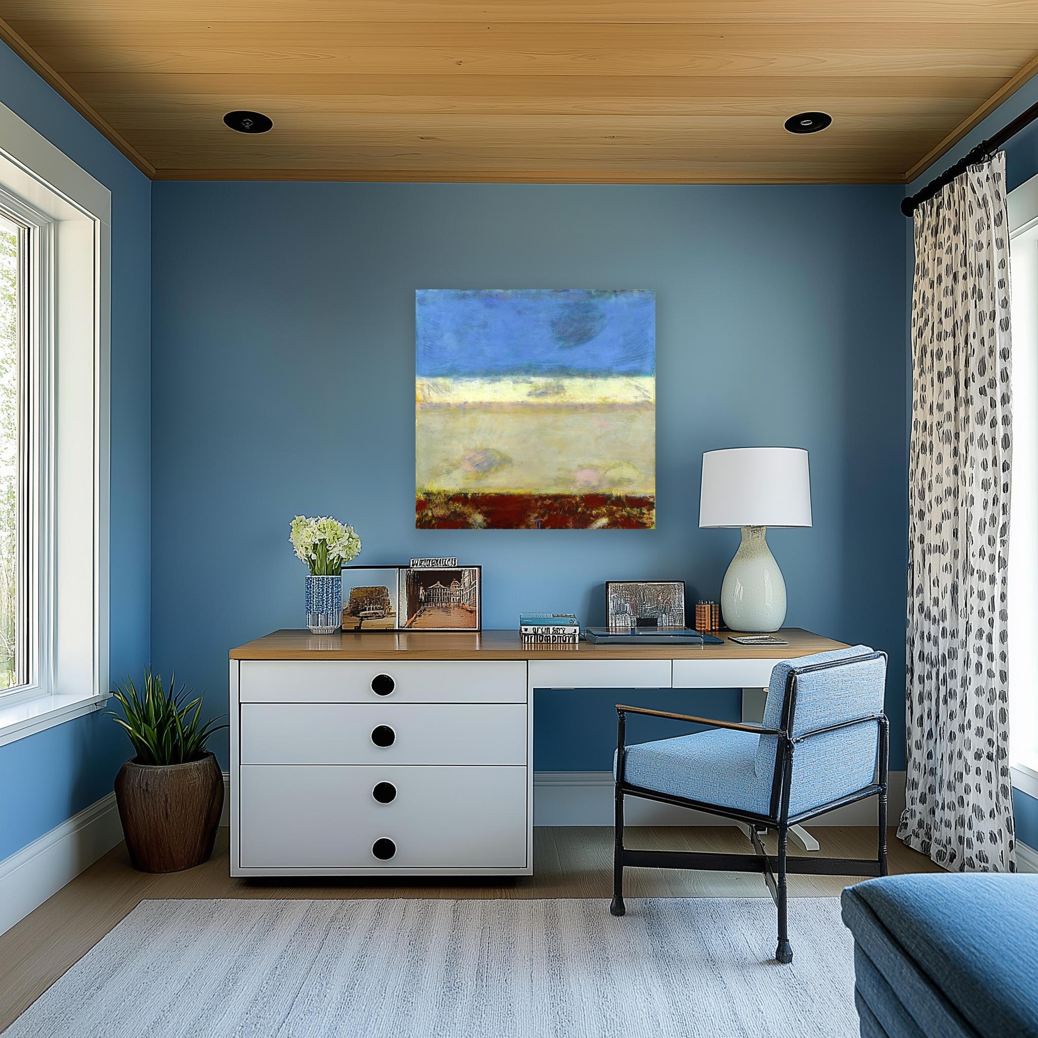 AWH 349 - Abstract Minimalist Textured Layered Colorfield Oil Painting on Canvas For Sale 4