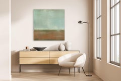 AWH 353 - Peinture à l'huile abstraite minimaliste texturée et stratifiée Colorfield sur toile