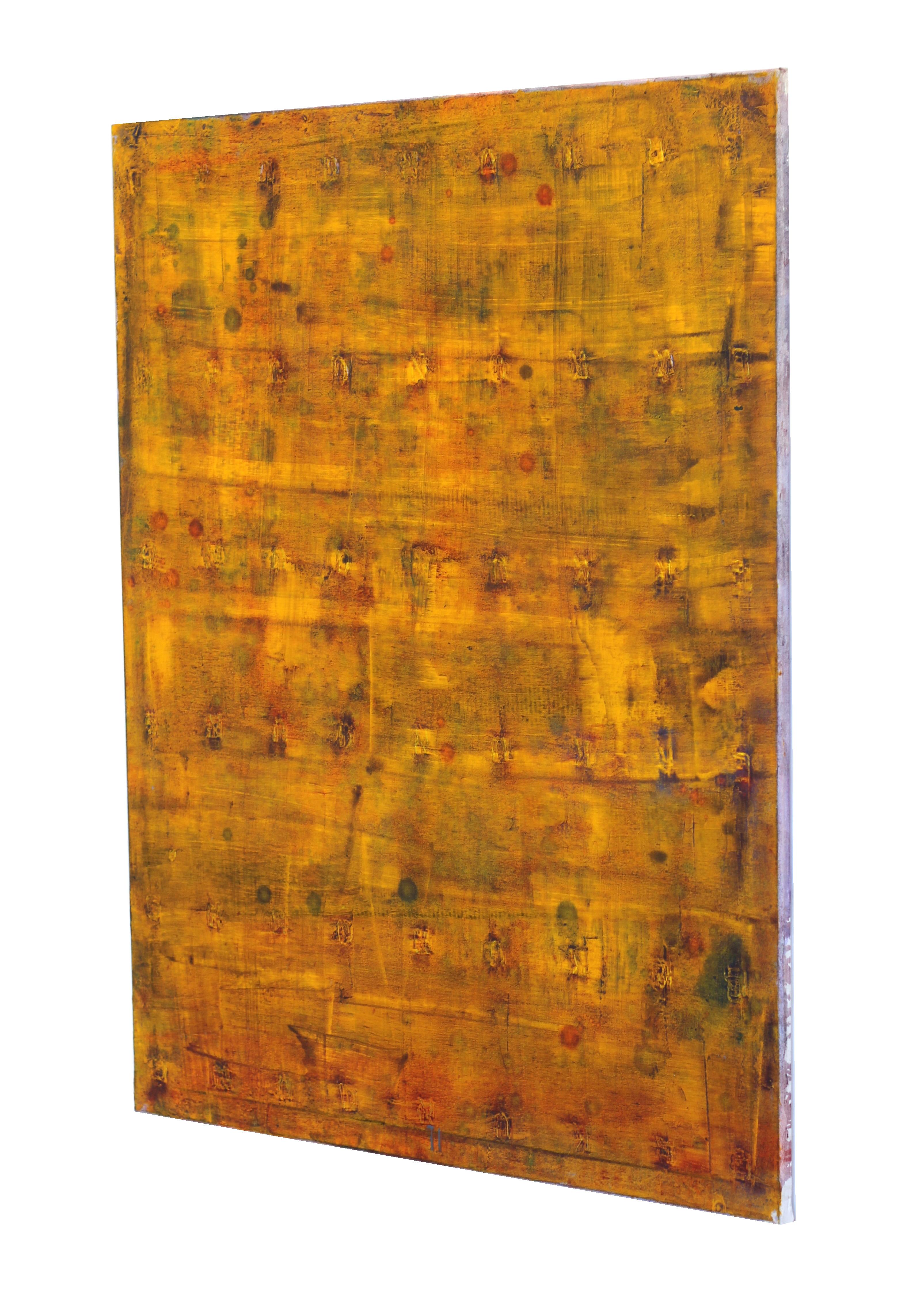 AWH 191 - Pittura ad olio originale espressionista astratta con campo di colore giallo in vendita 1