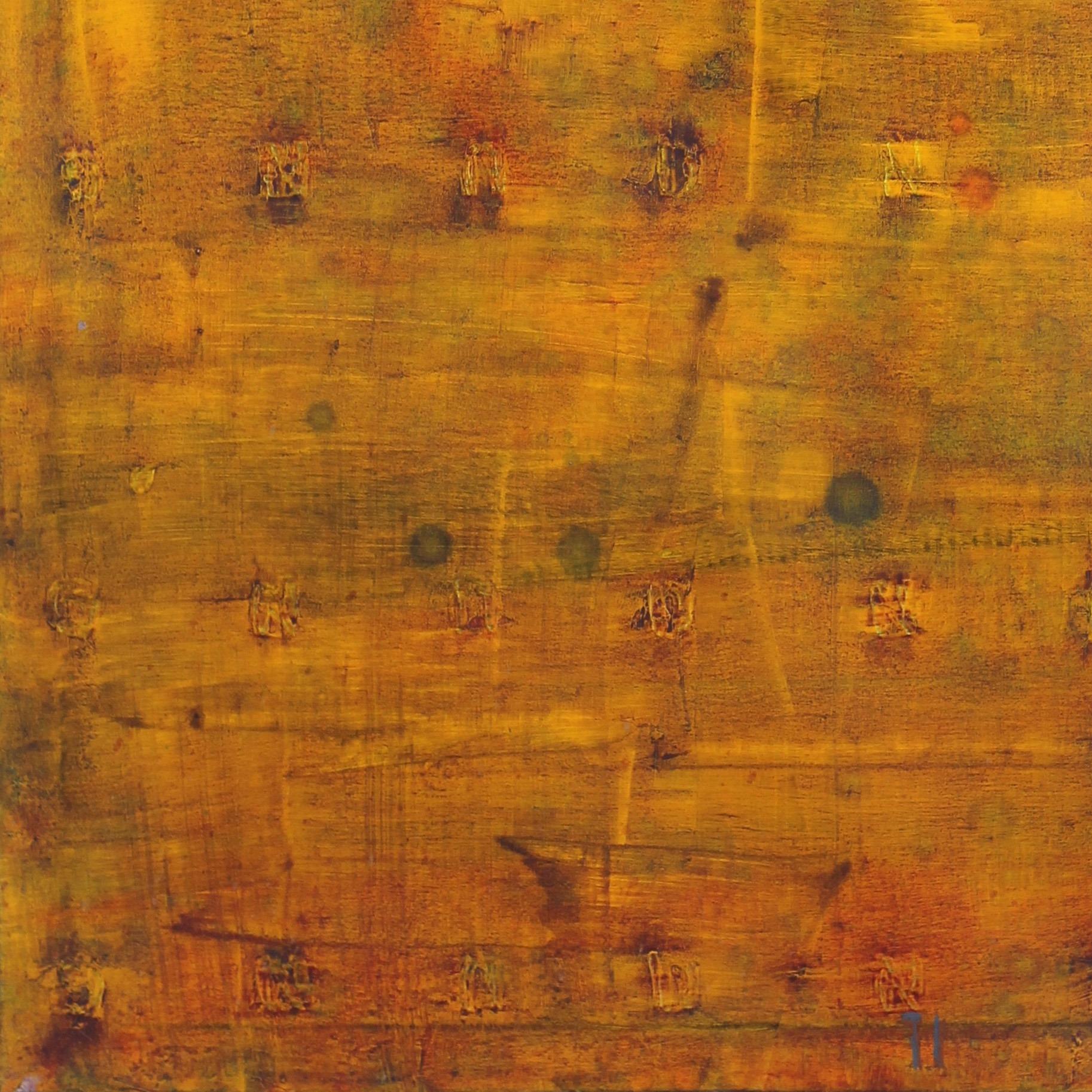 AWH 191 - Pittura ad olio originale espressionista astratta con campo di colore giallo in vendita 4