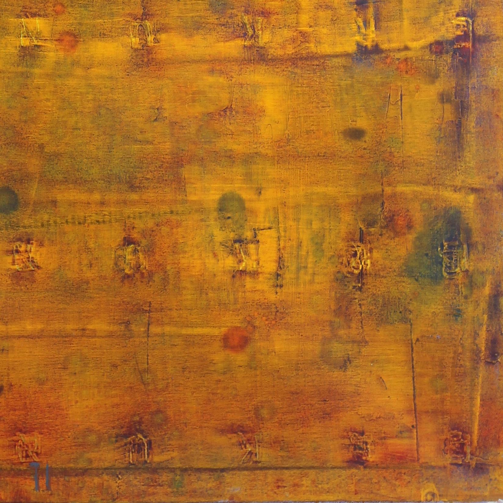 AWH 191 - Pittura ad olio originale espressionista astratta con campo di colore giallo in vendita 5