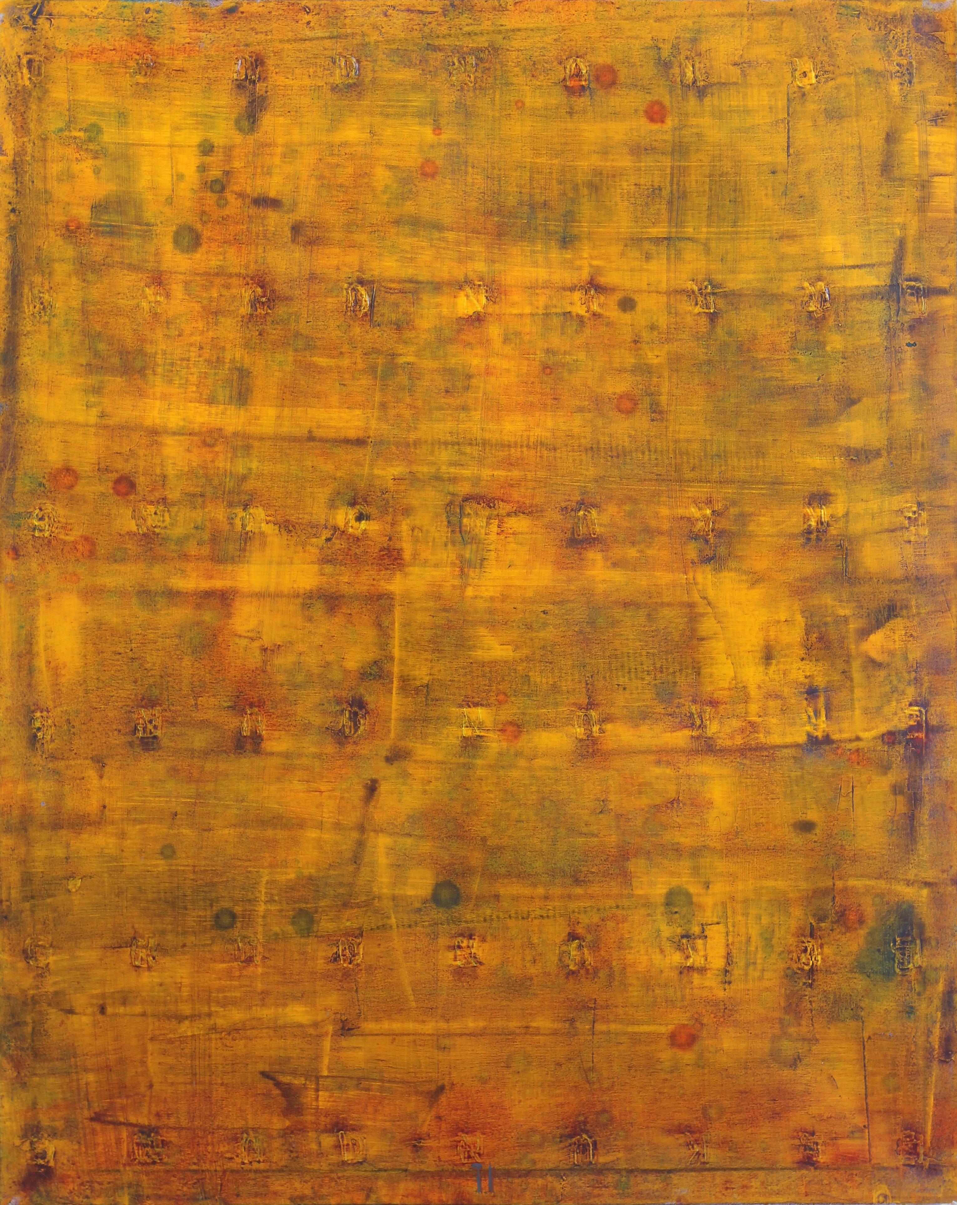 AWH 191 - Peinture à l'huile expressionniste abstraite originale jaune Colorfield