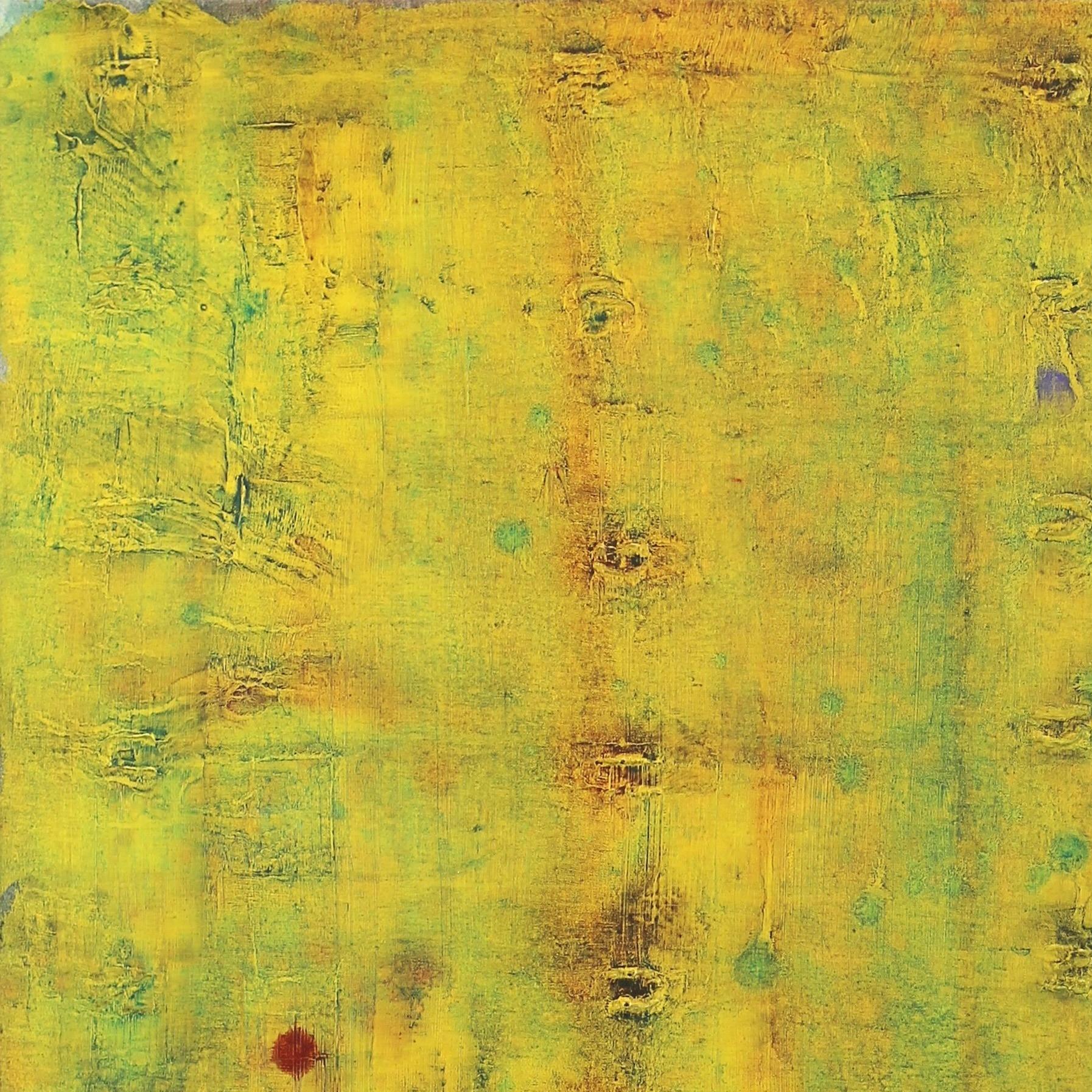 AWH 192 - Pittura ad olio originale espressionista astratta di colore giallo-verde - Painting Minimalismo di Bernhard Zimmer