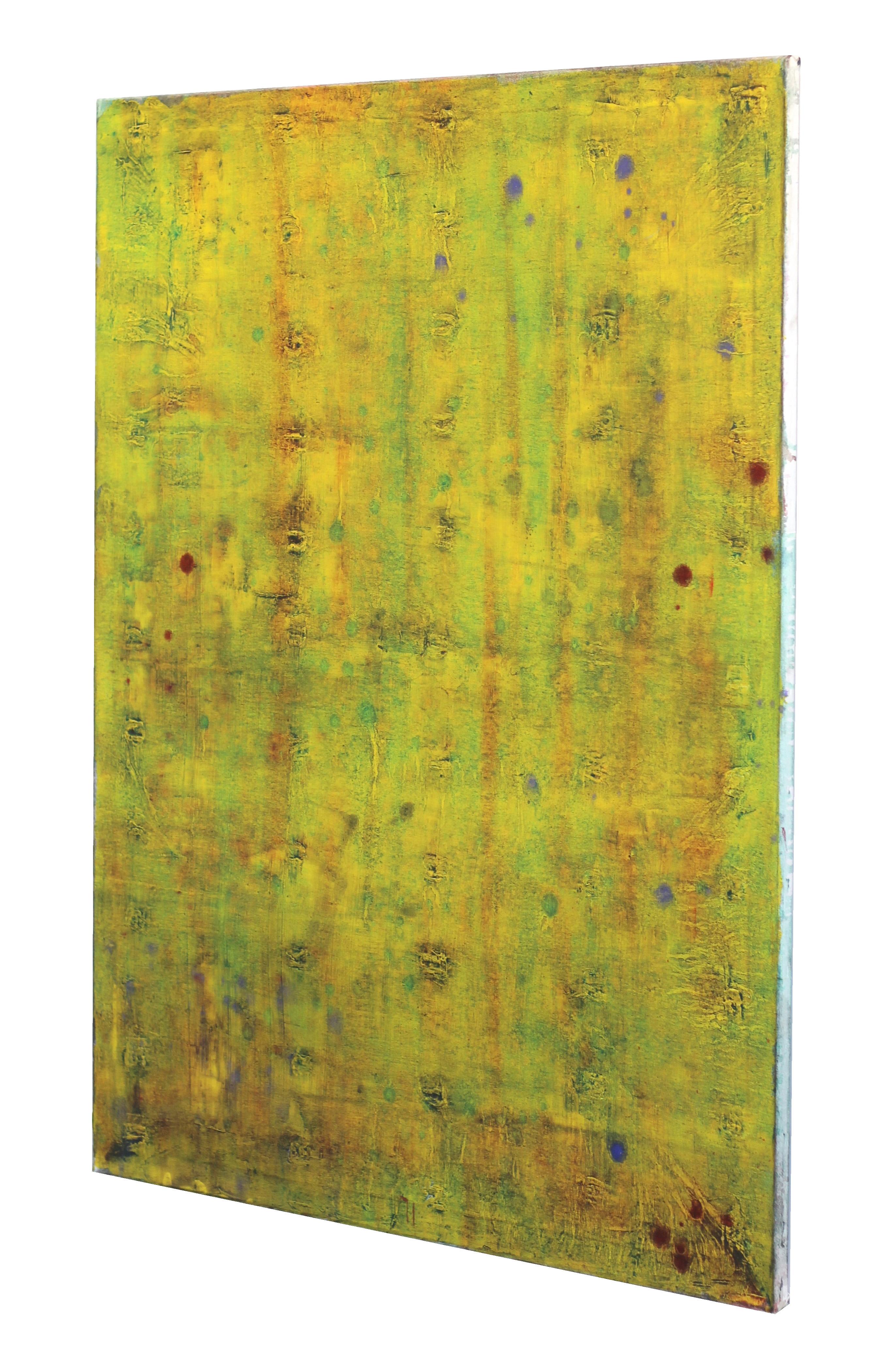 AWH 192 - Originales abstraktes expressionistisches gelb-grünes Colorfield-Ölgemälde (Braun), Abstract Painting, von Bernhard Zimmer