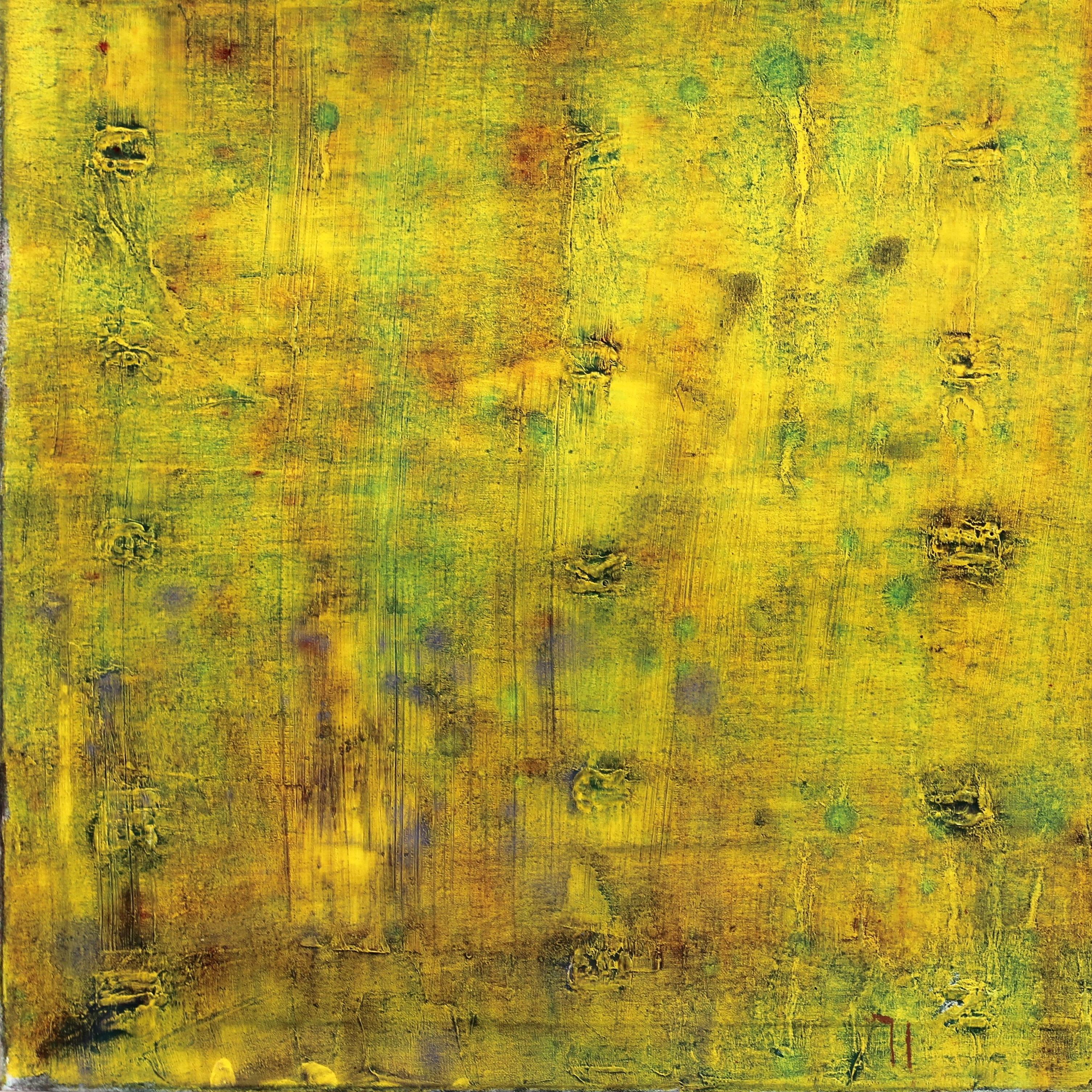 AWH 192 - Original Abstract Expressionist Yellow Green Colorfield Oil Painting For Sale 4