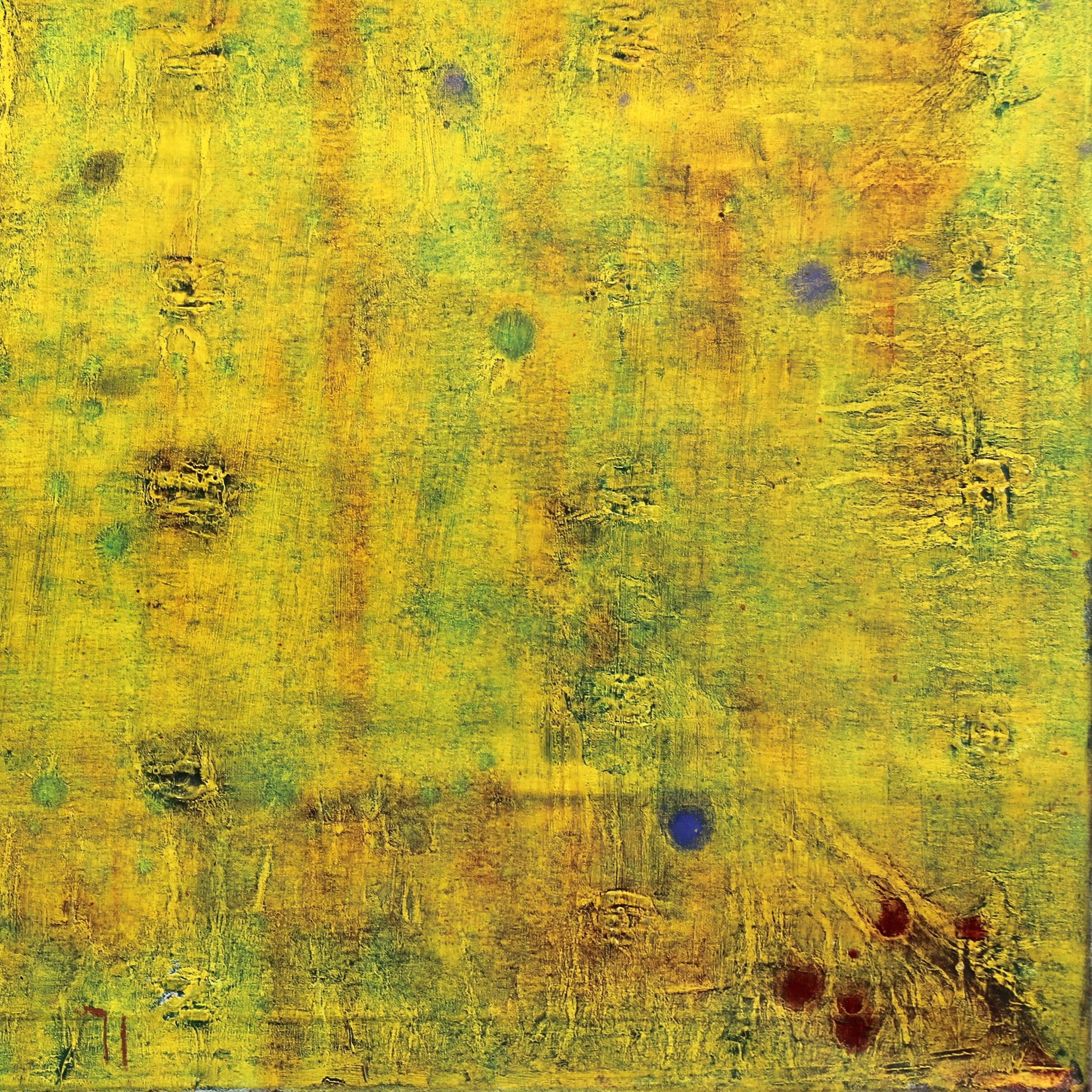 AWH 192 - Original Abstract Expressionist Yellow Green Colorfield Oil Painting For Sale 5