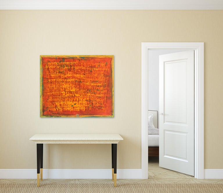 AWH 194 - Original Abstract Expressionist Colorfield Oil Painting - Orange Abstract Painting by Bernhard Zimmer