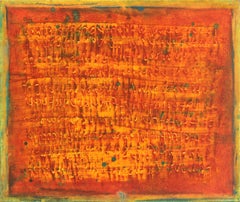 AWH 194 - Pintura al óleo original expresionista abstracta de color naranja
