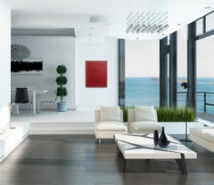 AWH 214 - Pittura ad olio originale espressionista astratta con campo di colore rosso