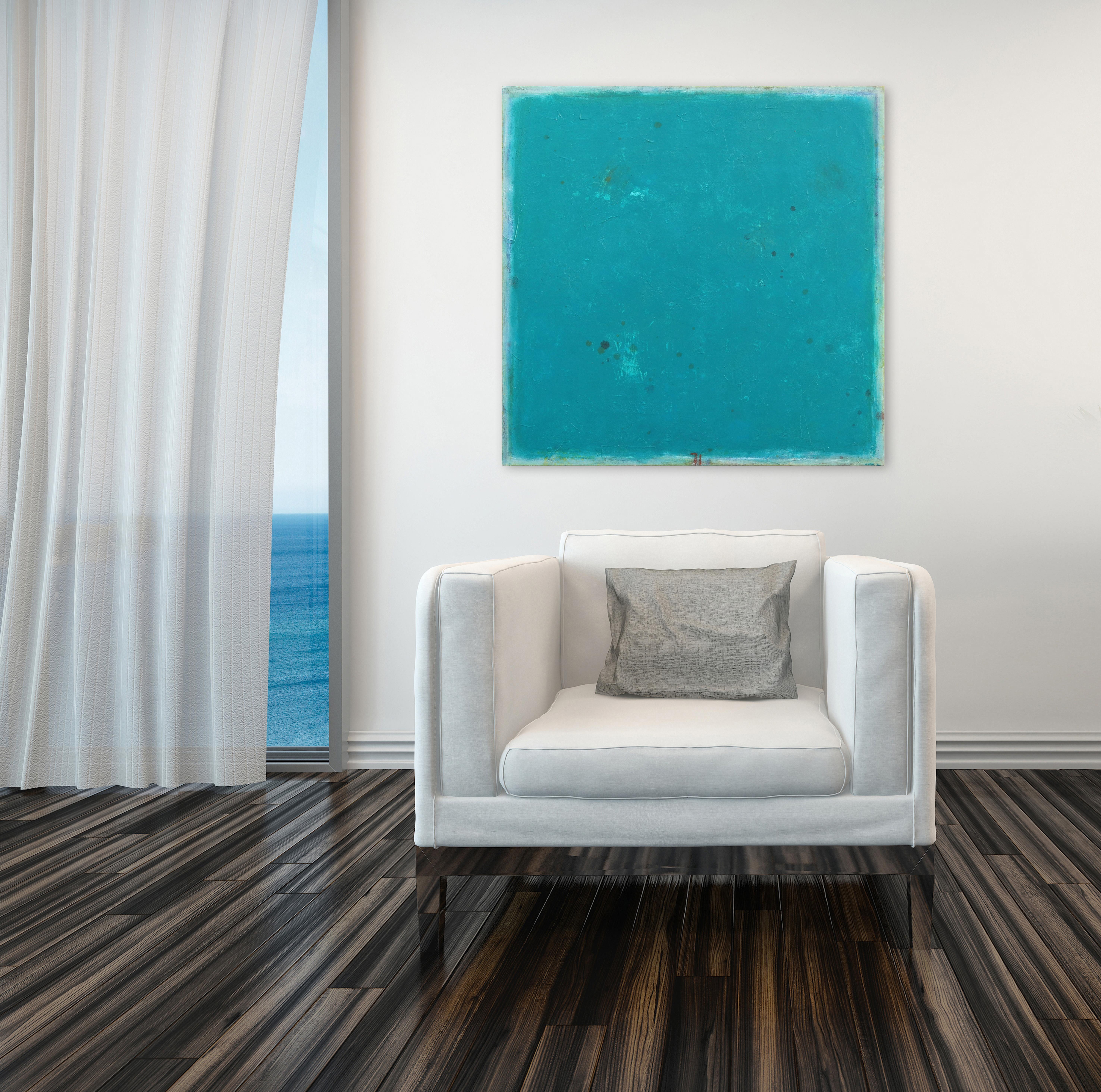 AWH 238 - Original Minimalistisches, türkisfarbenes Farbfeld-Ölgemälde, Original, Expressionismus – Painting von Bernhard Zimmer